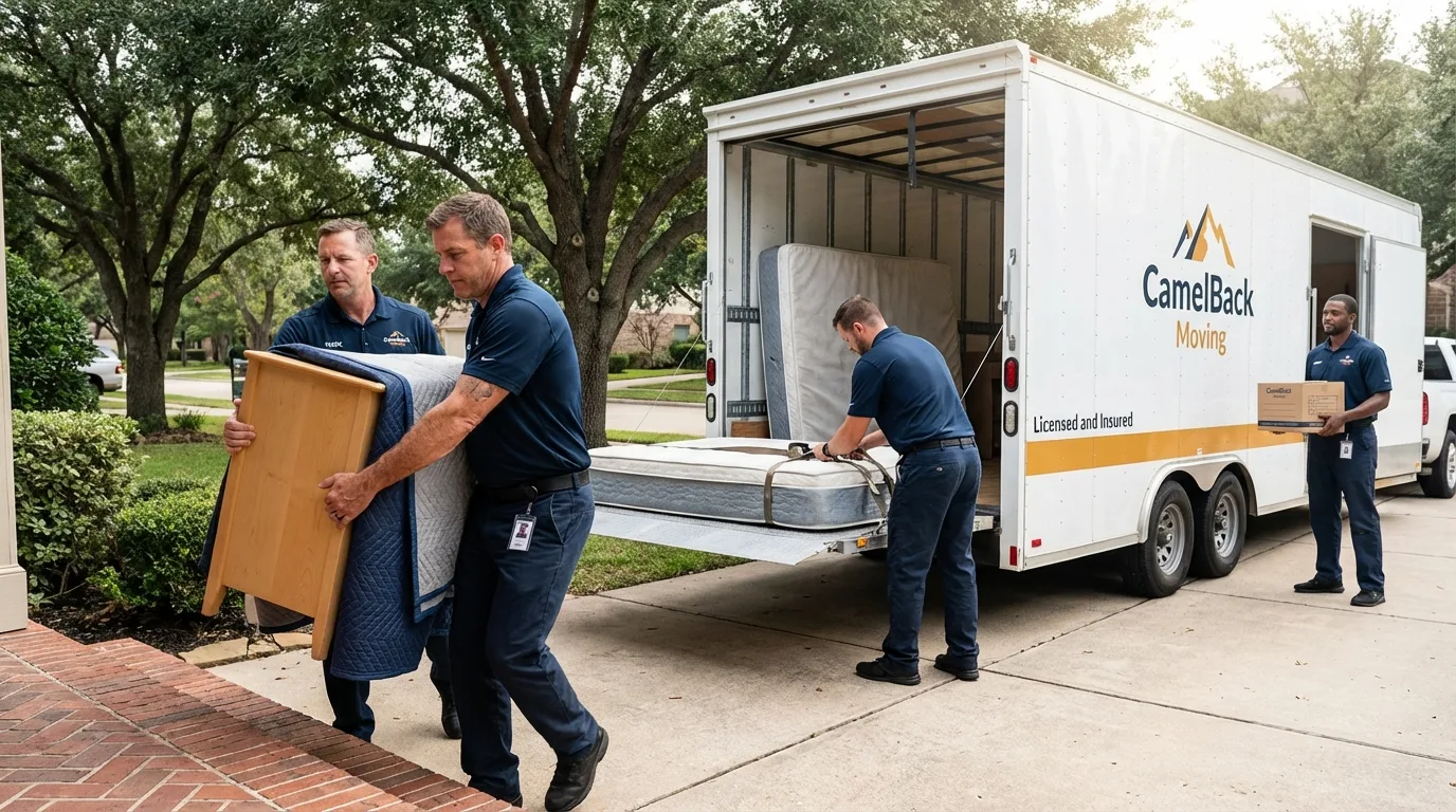 Crew loading residential truck for cross-state move from Manti, UT