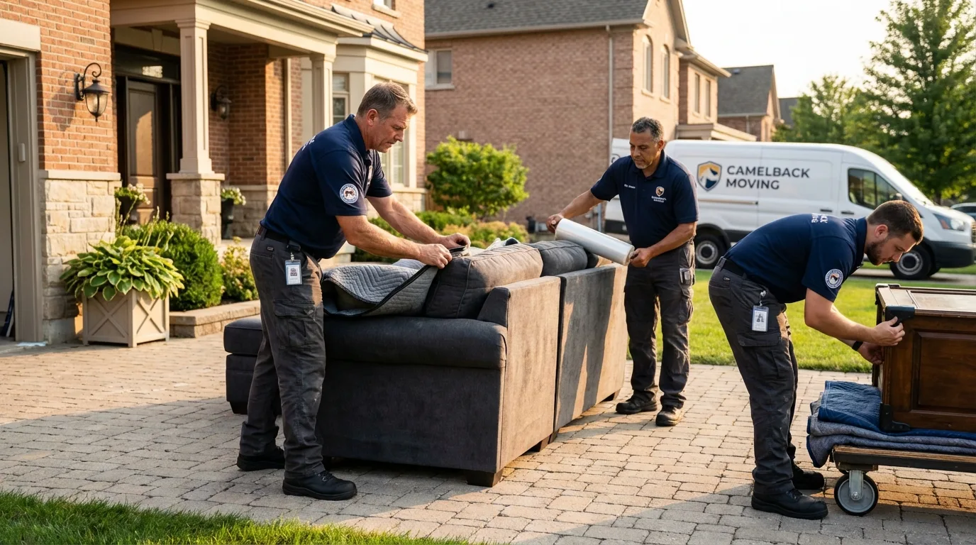 Large estate moving crew wrapping furniture in Manti, UT